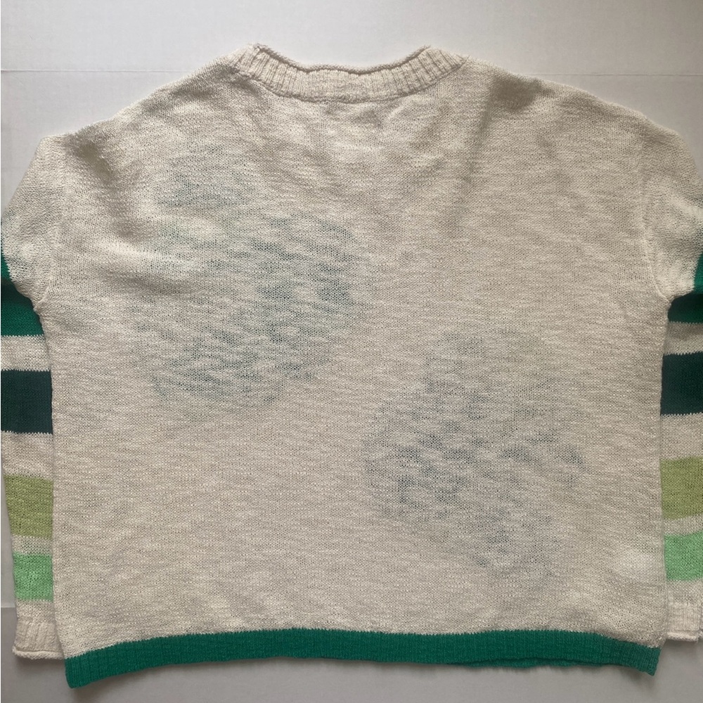 LOFT Lou & Grey Palm Leaf Sweater Size S Cotton Blend Casual Summer White Green - Picture 10 of 16